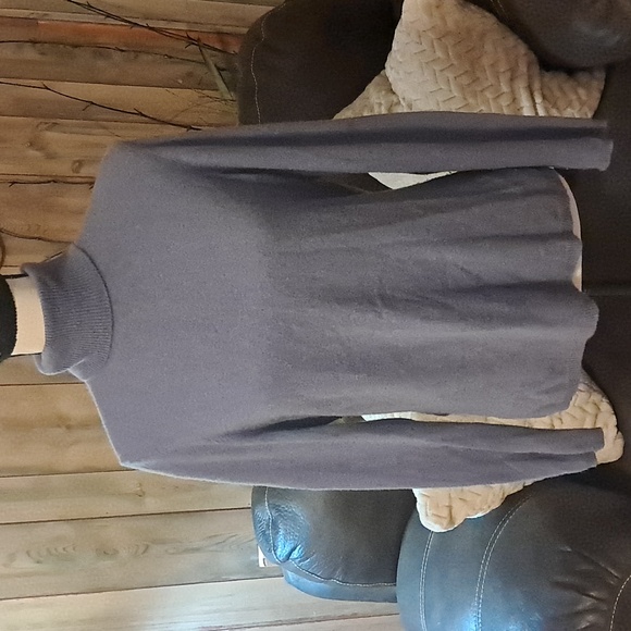 Blue 2 Ply 100% Cashmere Wool Knit Sweater Size L Soft Cozy Basic Natural - Picture 1 of 8